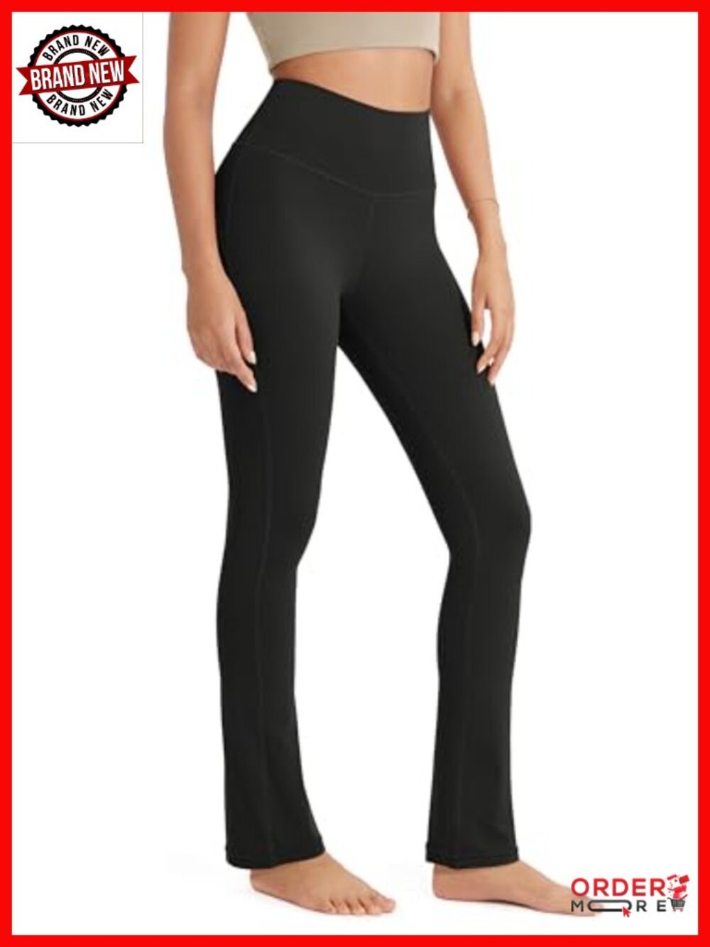 Flowy High Waist Straight Leg Yoga Lounge Pants Back Pocket 28" Inseam